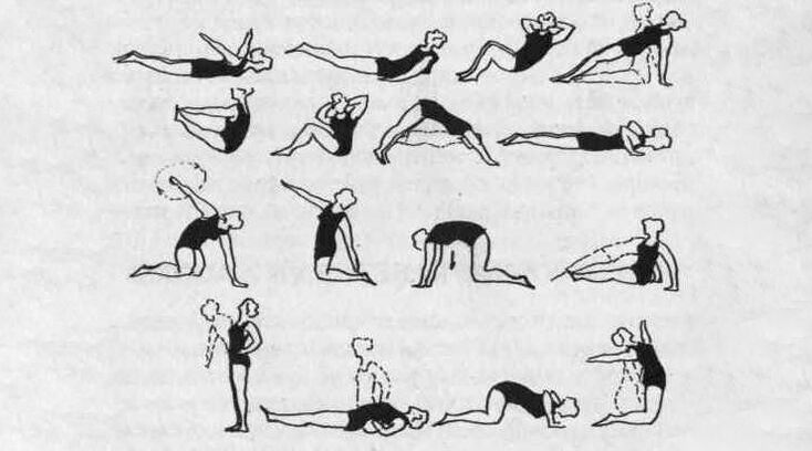 Complesso di terapia fisica che aiuta ad alleviare la rigidità muscolare nell'osteocondrosi toracica